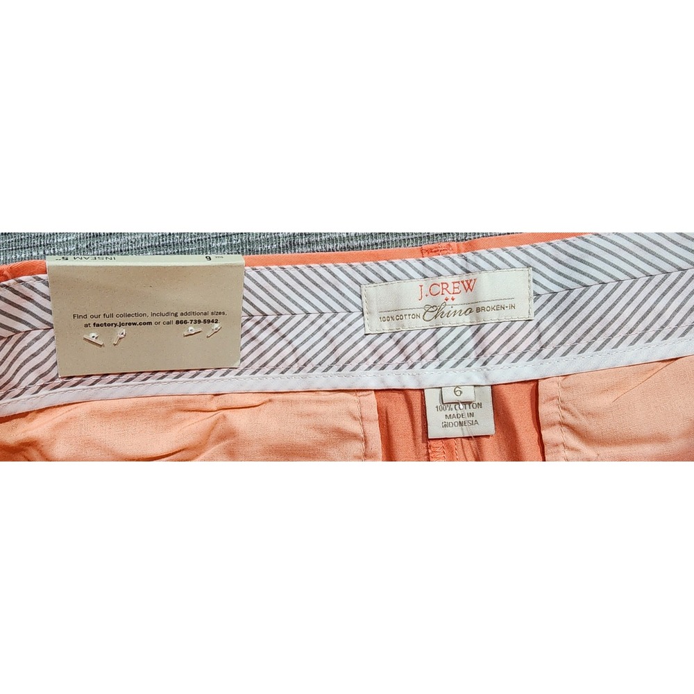 J.Crew Factory Womens City‎ Fit Chino Shorts Coral Orange Size 6 5 Inch Inseam - Picture 3 of 7
